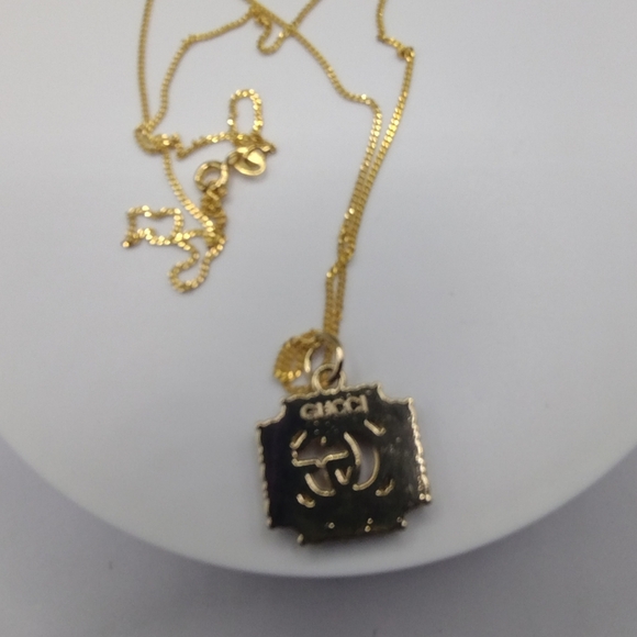 GUCCI ZIPPER PULL CHARM GOLD tone metal, AB RHINESTONES 20mm plus .925 Chain - Picture 5 of 7